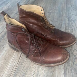 FRYE Jack Lace Up Boots Mens 7 D Brown Leather Cap Toe